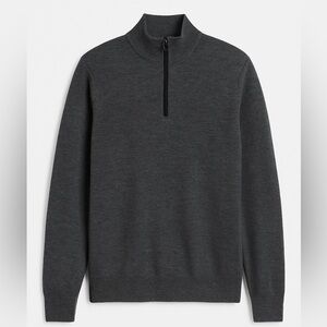 Banana Republic Merino Wool Sweater Quarter Zip Mens XL Heather Gray Long Sleeve